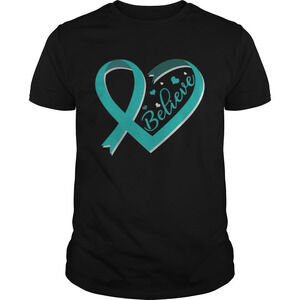 Believe Ovarian Cancer Awareness Ribbon Tshirt